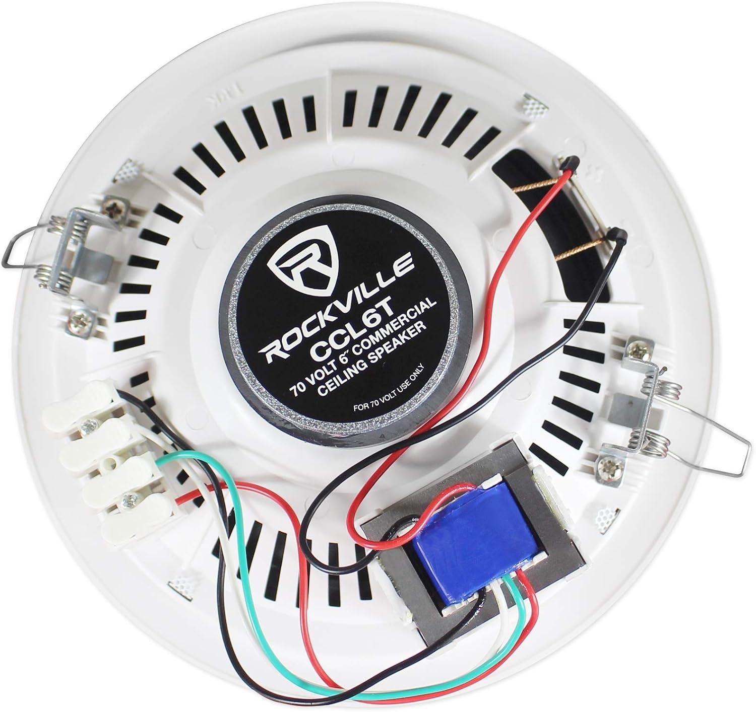 imageRockville 40 CCL6T White 70V 6quot Commercial Ceiling Speakers 4 RestaurantOffice