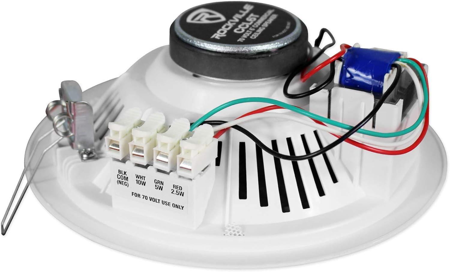 imageRockville 40 CCL6T White 70V 6quot Commercial Ceiling Speakers 4 RestaurantOffice