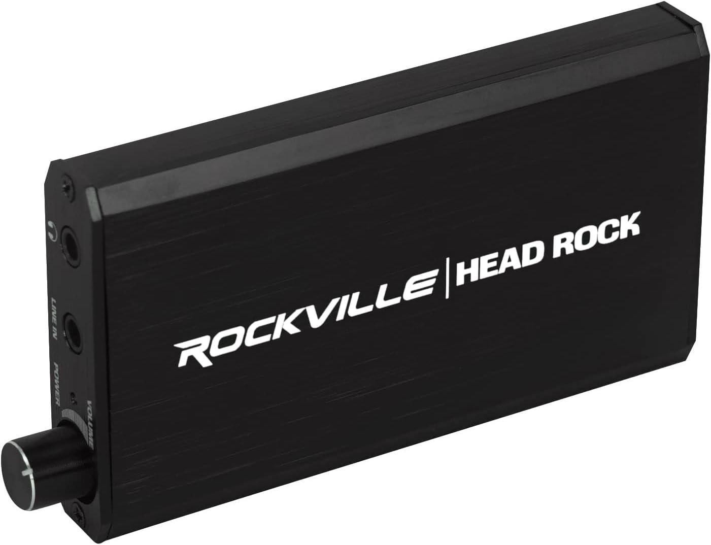 imageRockville HeadRock Battery Powered Headphone Amplifier 16300 Ohm Rechargeable Portable Durable Aluminum for Audiophiles and Travelers