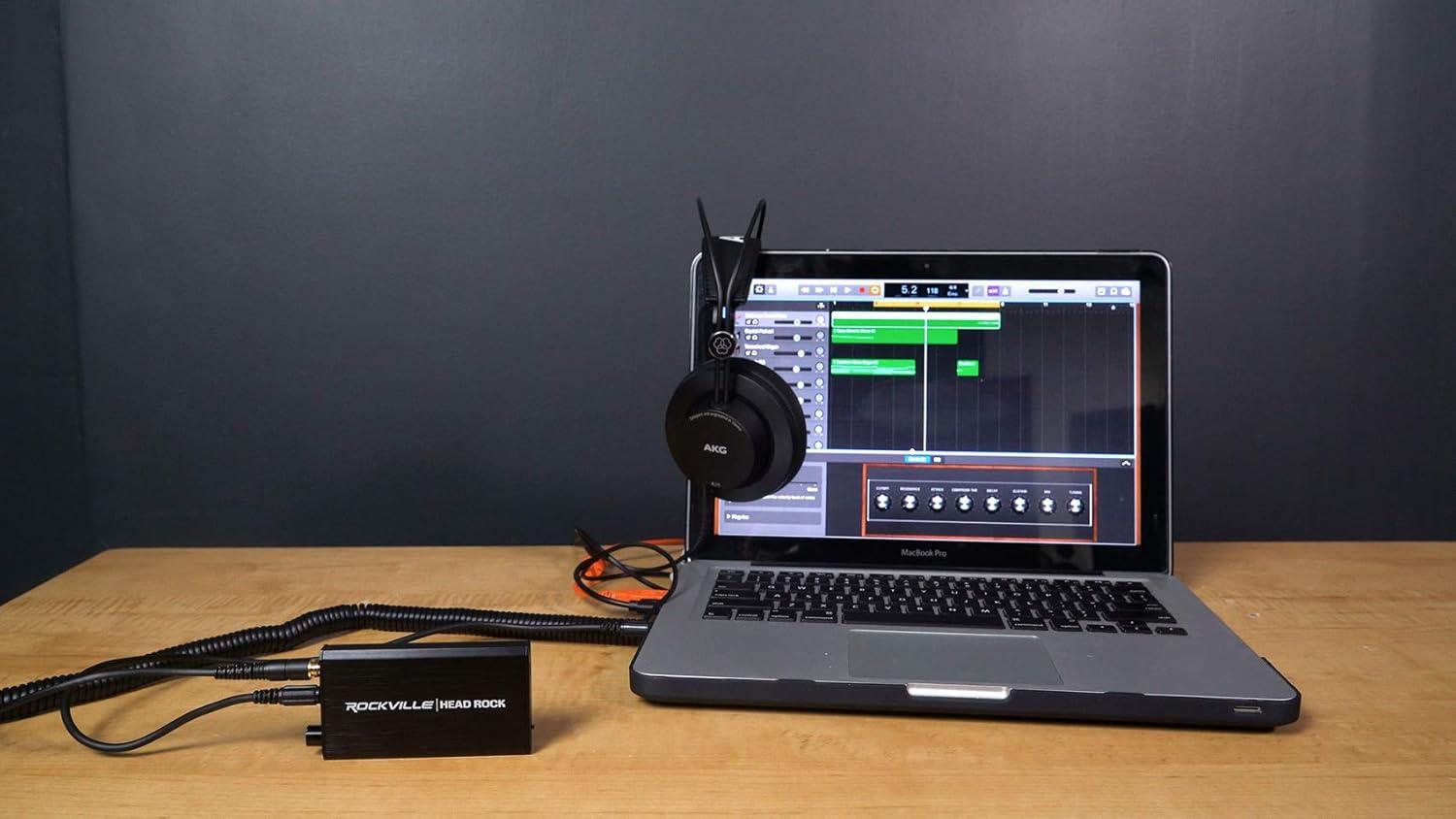 imageRockville HeadRock Battery Powered Headphone Amplifier 16300 Ohm Rechargeable Portable Durable Aluminum for Audiophiles and Travelers