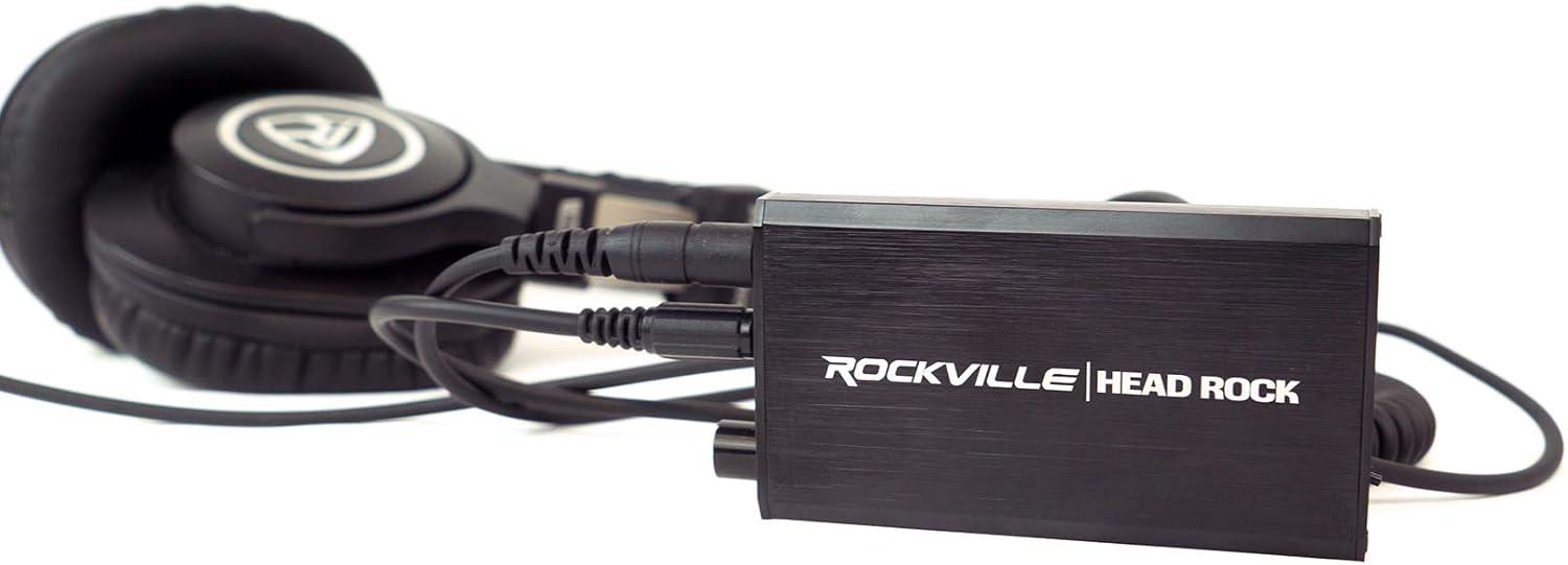 imageRockville HeadRock Battery Powered Headphone Amplifier 16300 Ohm Rechargeable Portable Durable Aluminum for Audiophiles and Travelers