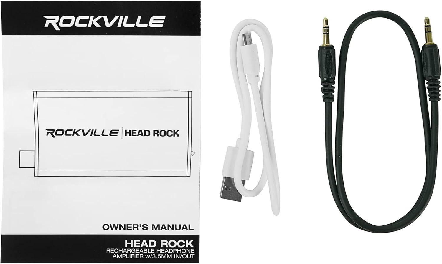 imageRockville HeadRock Battery Powered Headphone Amplifier 16300 Ohm Rechargeable Portable Durable Aluminum for Audiophiles and Travelers