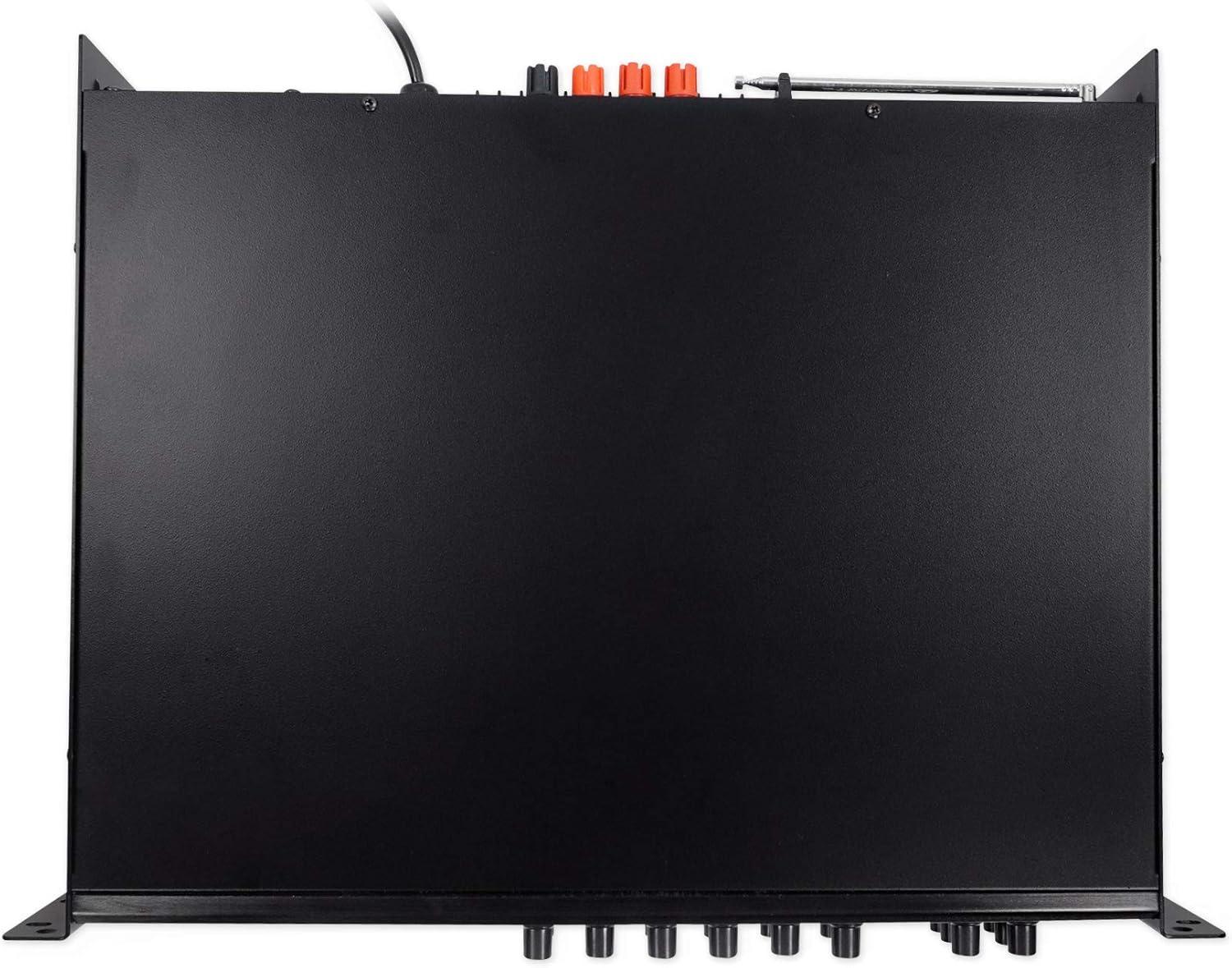 imageRockville RCS1806 180W 6Zone 70v Commercial Amplifier Bluetooth USBSDRCA Mic Optical Inputs FM for RestaurantsOffices