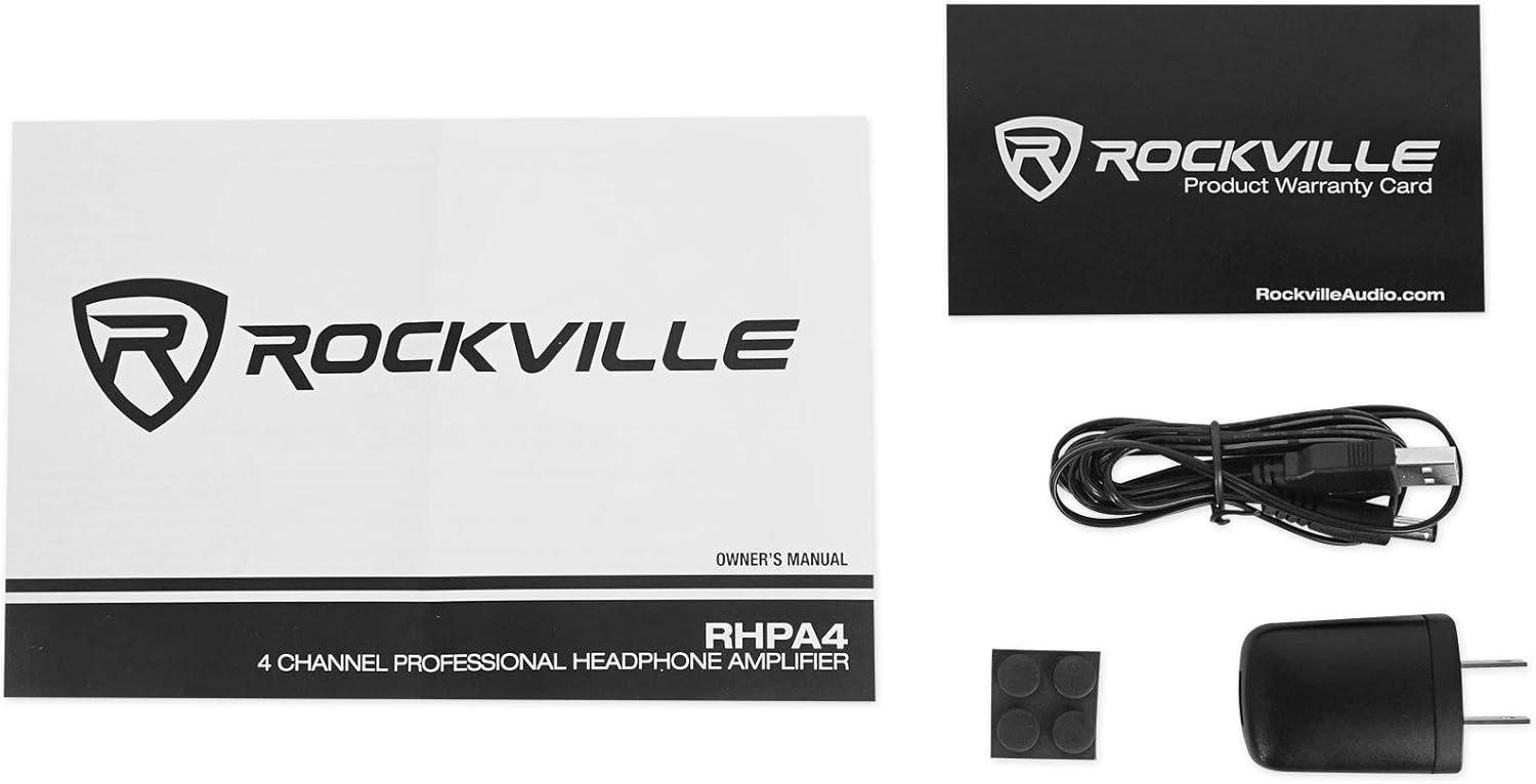 imageRockville RHPA4 4Channel Headphone Amplifier StereoMono Switch Dual 14quot and 35mm Outputs per Channel USB Power for Studio and Podcast Monitoring