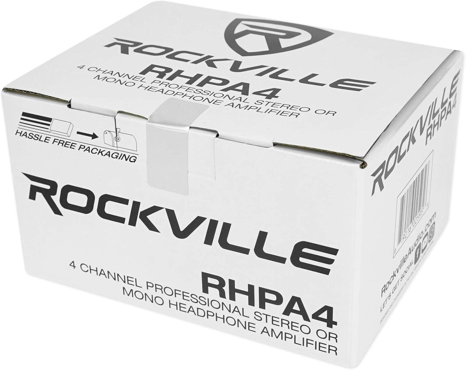 imageRockville RHPA4 4Channel Headphone Amplifier StereoMono Switch Dual 14quot and 35mm Outputs per Channel USB Power for Studio and Podcast Monitoring
