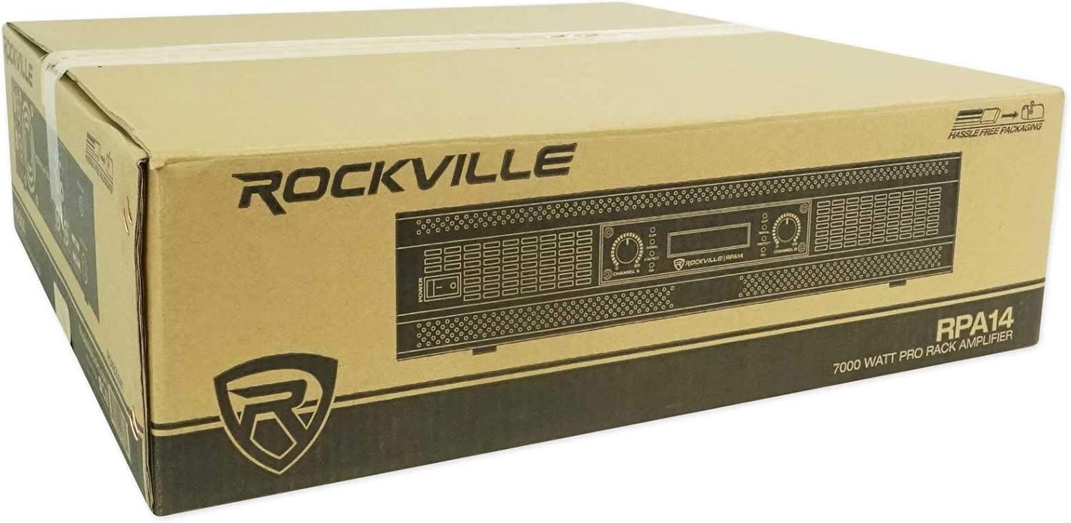 imageRockville RPA14 7000W Peak  2000W RMS 2 Channel Power Amplifier BridgeableStereoParallel Modes Crossover Switch LCD Display for Pro DJs and Live Sound