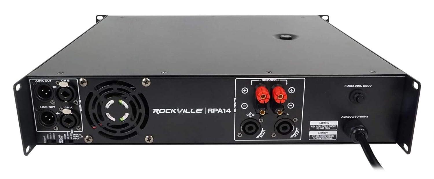 imageRockville RPA14 7000w Peak 2000w RMS 2 Channel Power Amplifier ProDJ AmpCables