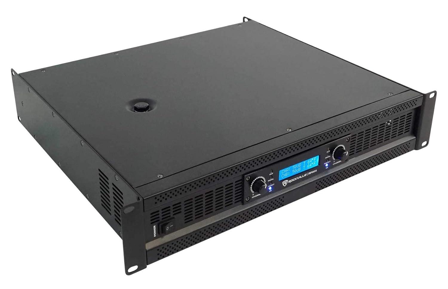 imageRockville RPA14 7000w Peak 2000w RMS 2 Channel Power Amplifier ProDJ AmpCables