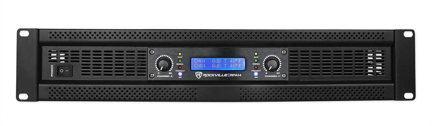 imageRockville RPA14 7000w Peak 2000w RMS 2 Channel Power Amplifier ProDJ AmpCables