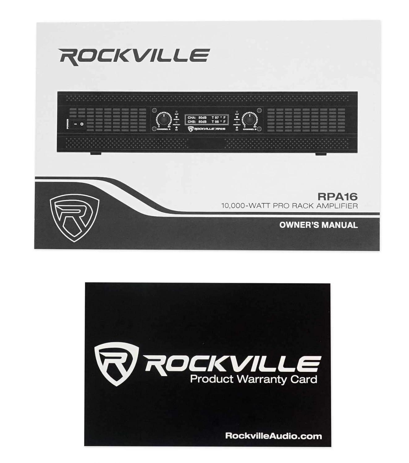 imageRockville RPA16 10000 Watt 2 Channel Power Amplifier ProDJ AmpSpeakon Cables