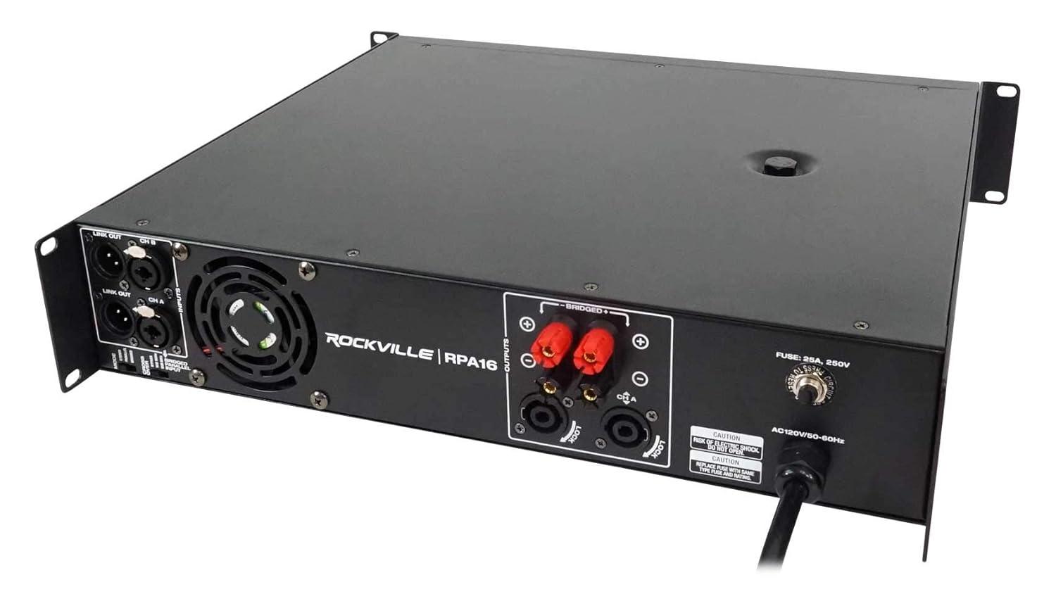 imageRockville RPA16 10000 Watt 2 Channel Power Amplifier ProDJ AmpSpeakon Cables