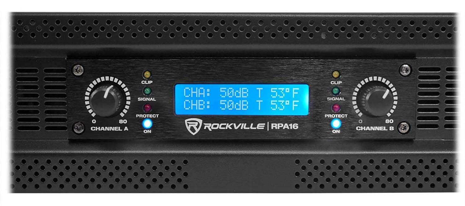 imageRockville RPA16 10000 Watt 2 Channel Power Amplifier ProDJ AmpSpeakon Cables