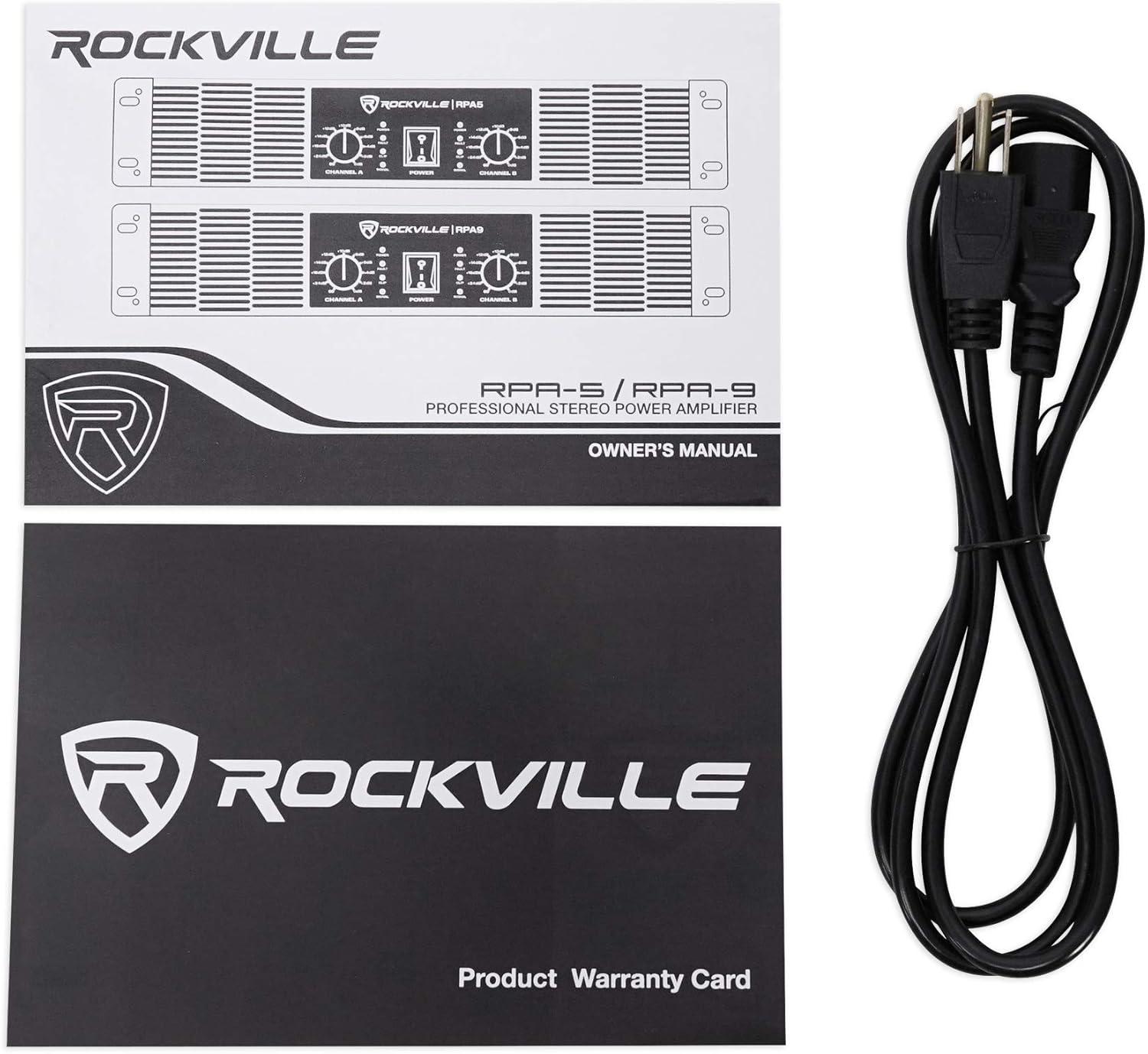 imageRockville RPA5 2Channel Power Amplifier 200W RMS  4 Ohm 1000W Peak StereoMono Switch Builtin Crossover for DJs Live Sound and Pro Audio