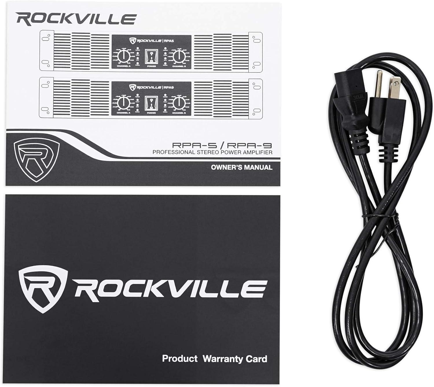 imageRockville RPA9 3000W Peak800W RMS 2 Channel Power Amplifier High Output Durable Build Versatile Inputs for DJs and Pro Audio