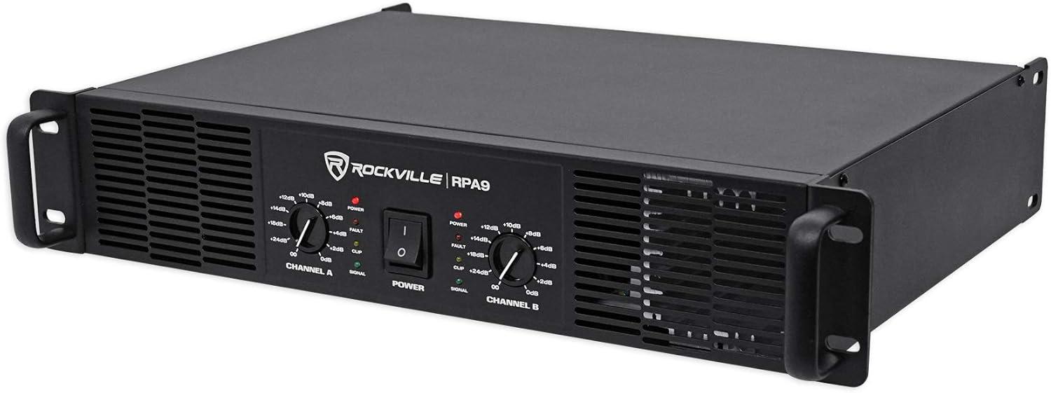 imageRockville RPA9 3000W Peak800W RMS 2 Channel Power Amplifier High Output Durable Build Versatile Inputs for DJs and Pro Audio