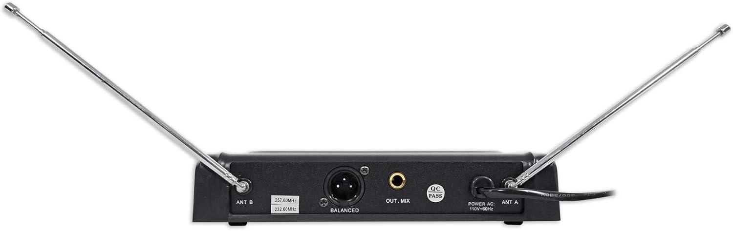 imageRockville RWM1203VH Dual Wireless Handheld Microphone System 2 Mics VHF Long Range Clear Sound Digital Display for Karaoke Stage Church Live Events