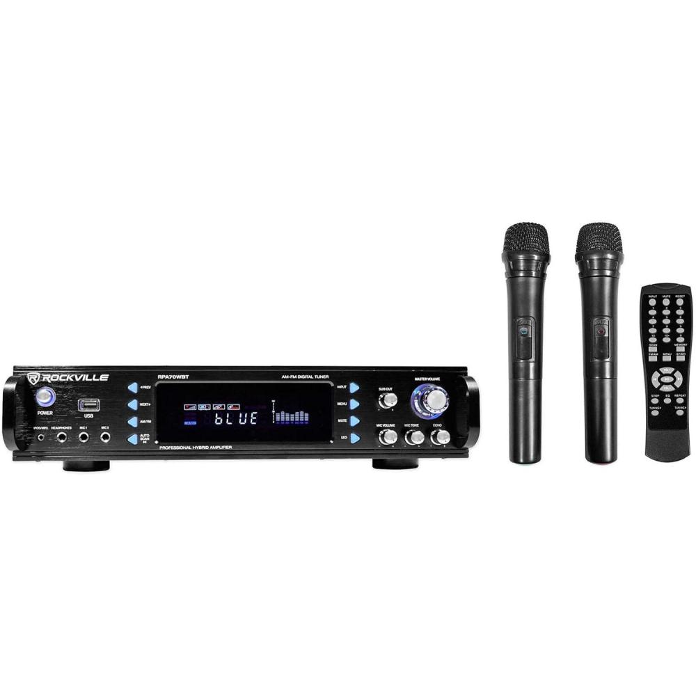 imageRockvilIe RPA70WBT 1000w 2 Channel Rack DJ AmplifierMixerwBluetoothUSBMics