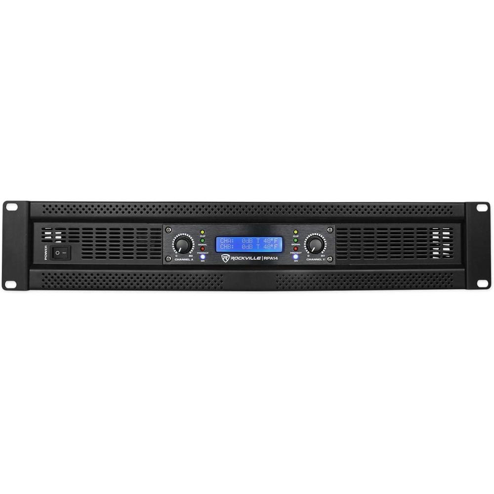 imageRockville RPA14 7000W Peak  2000W RMS 2 Channel Power Amplifier BridgeableStereoParallel Modes Crossover Switch LCD Display for Pro DJs and Live Sound
