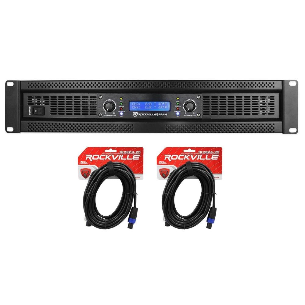 imageRockville RPA16 10000 Watt 2 Channel Power Amplifier ProDJ AmpSpeakon Cables