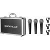 imageRockville RMC3PK Dynamic Microphones 3 Pack UniDirectional Metal Build XLR Clear Sound Low Background Noise Durable Case for Vocals Instruments DJs