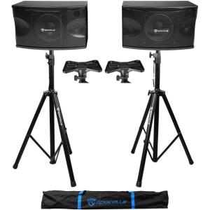 imagePair Rockville KPS80 8quot 3Way 800 Watt MDF KaraokePro SpeakersTripod Stands