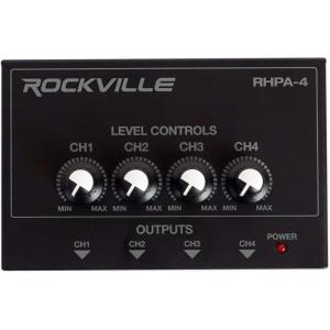 imageRockville RHPA4 4Channel Headphone Amplifier StereoMono Switch Dual 14quot and 35mm Outputs per Channel USB Power for Studio and Podcast Monitoring