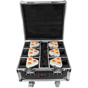 imageRockville ROCKWEDGE PACKAGE WHITE 6 Battery Wireless Par Lights with Charging Case 6in1 RGBWAUV 7500mAh Battery DMX Control 6500 Lux Brightness for DJs and Event PlannersWhite