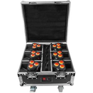 imageRockville ROCKWEDGE PACKAGE WHITE 6 Battery Wireless Par Lights with Charging Case 6in1 RGBWAUV 7500mAh Battery DMX Control 6500 Lux Brightness for DJs and Event PlannersBlack