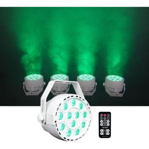 imageRockville RockPAR TRI 12W LED RGB Par Can Wash Light 7 DMX Channels Remote Included SoundActivated for DJs and Party EventsWhite