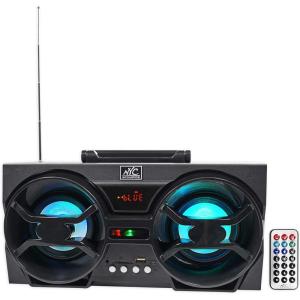 imageNYC Acoustics NPB3 Dual 4quot Portable Bluetooth Boombox SpeakerUSBSDLEDRemote Black