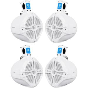 imageRockville 2 Pairs RWB80W 8quot White 600w MarineBoat Wakeboard Tower Speakers