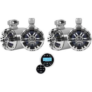 imageRockville 4 WB65 65quot 600w Metal Marine Wakeboard Swivel Tower SpeakersReceiver