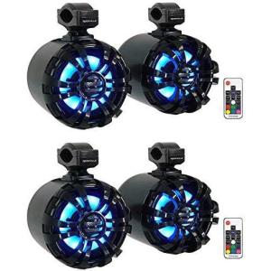 imageRockville 4 WB65KLED Black 65quot 600w LED Marine Wakeboard Swivel Tower Speakers