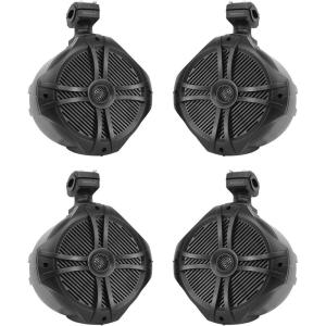 imageRockville RWB90B Pair 300W 8quot 2Way Marine Wakeboard Tower Speakers 360degree Swivel Waterproof Stainless Hardware UVResistant for Boats Jeeps ATVs 2Piece