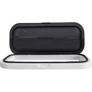 imageRockville RWSG3W Universal Marine Stereo Splash Guard Housing Case White Waterproof SpringLoaded Flip Door UVResistant for Boats