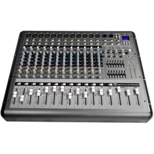 imageRockville RPM1470 6000W Peak 14Channel Powered Mixer 750W RMS x 2 at 4 Ohm USBBluetooth 24Bit Effects 14 XDR2 Mic Preamps for Live EventsChurch Bands