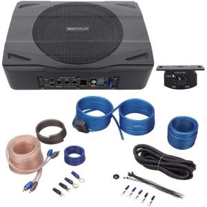 imageRockville SS8P Bundle 400Watt 8 in Slim UnderSeat Active Powered CarTruck Subwoofer RWK10 10 Gauge Amp Installation Kit with ANL Fuse Holder and 100 Copper RCA Cable 2Items