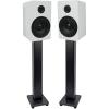 imageRockville Pair RockShelf 58W White 525quot Home Bookshelf Speakers  36quot Stands