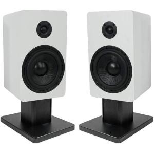 imageRockville 2 RockShelf 54W White 525quot Home Bookshelf Speakers8quot Speaker Stands