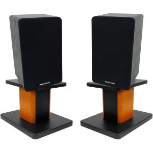 imageRockville 2 RockShelf 58B Black 525quot Home Bookshelf Speakers8quot Wood Stands