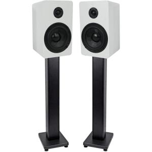 imageRockville Pair RockShelf 54W White 525quot Home Bookshelf Speakers  28quot Stands
