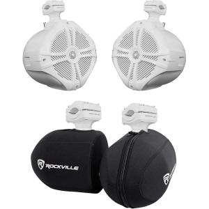 imageRockville 2 RWB70W White 65quot 360 Swivel Marine Wakeboard Tower SpeakersCovers