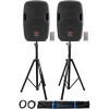 imageRockville BPA8 Bundle 2 8in 300Watt Powered Active DJ PA Speakers with Bluetooth 2 RVSS2XLR Adjustable Tripod Speaker Stands with Cables for Live Sound Events and Performers 4Items