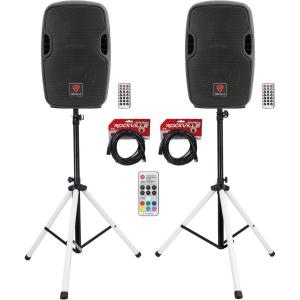 image2 Rockville BPA8 Active 300w DJ PA Speakers w Bluetooth Bundle with Rockville Party Stand LED DJ Tripod Speaker Stands ampamp 2 Rockville RCXFM20EB 20 Foot Female to Male XLR Mic Cables 3 Items