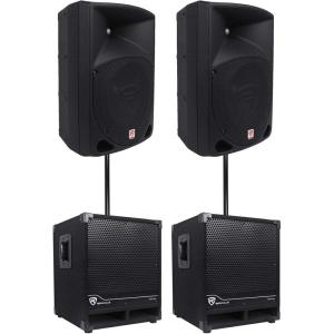 imageRockville 2 RPG10 10quot Powered 600W DJ PA Speakers2 SubwoofersMounting Poles