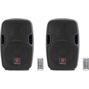 imageRockville BPA8 8in 300Watt Powered Active DJ PA Speakers with Bluetooth USB SD FM Radio Mic Input and Stand Mountable Design for Events and Performances 2Piece