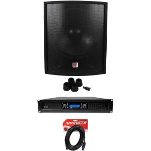 imageRockville SBG1188 18quot Pro DJ PA Subwoofer Sub5000w 2Channel AmplifierCable