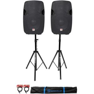 imageRockville 2 10quot Passive 800w PA SpeakersStandsCablesBags for ChurchSchool