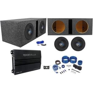 image2 Rockville K5 W10K5S2 10quot 1200w SubwoofersVented Sub BoxMono AmplifierWires