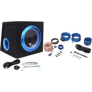 imageRockvilIe RVB81A 8quot 300W Powered Amplified Car Subwoofer SystemRemoteWire Kit